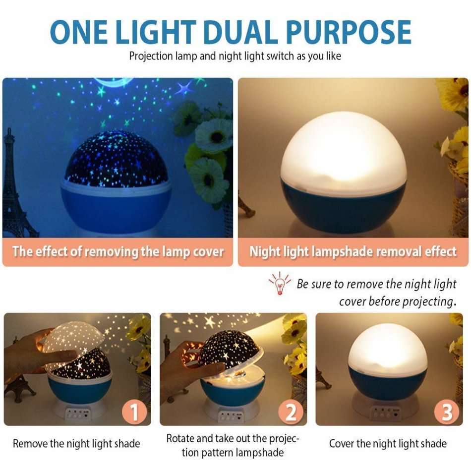Rotating Starry Night Sky Projector Lamp