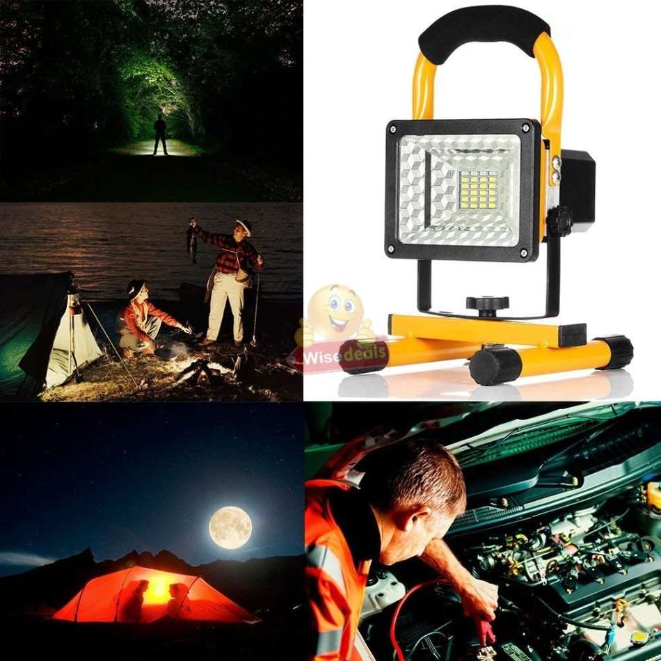 Super Bright 30W Floodlight with Stand  2400 Lumens, Rechargeable batteries etc
