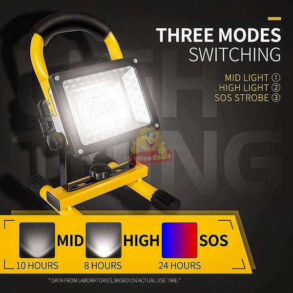 Super Bright 30W Floodlight with Stand  2400 Lumens, Rechargeable batteries etc