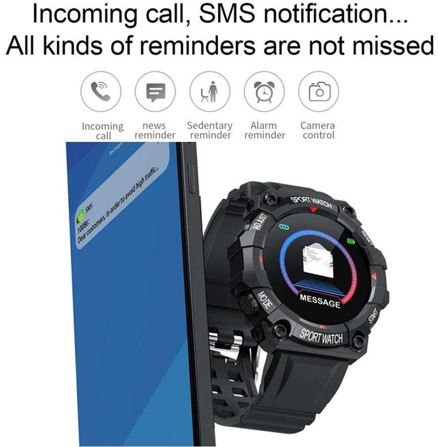 Bluetooth Fitness Smart Watch - Monitor Heart Rate, Blood Pressure, Blood Oxygen, Calorie, Distance