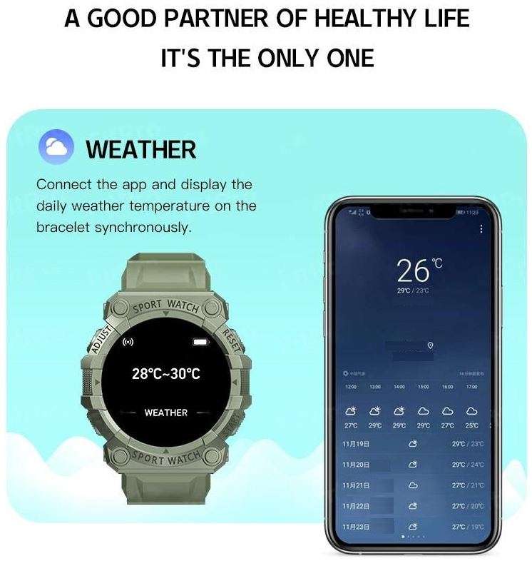 Bluetooth Fitness Smart Watch - Monitor Heart Rate, Blood Pressure, Blood Oxygen, Calorie, Distance