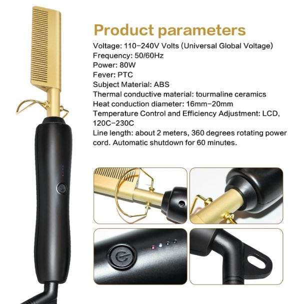 Electric Hot Hair Comb Straightener