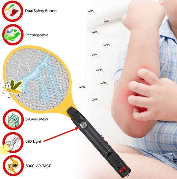 Rechargeable Bug Zapper with build-in Super Bright Flashlight and Safety Protection