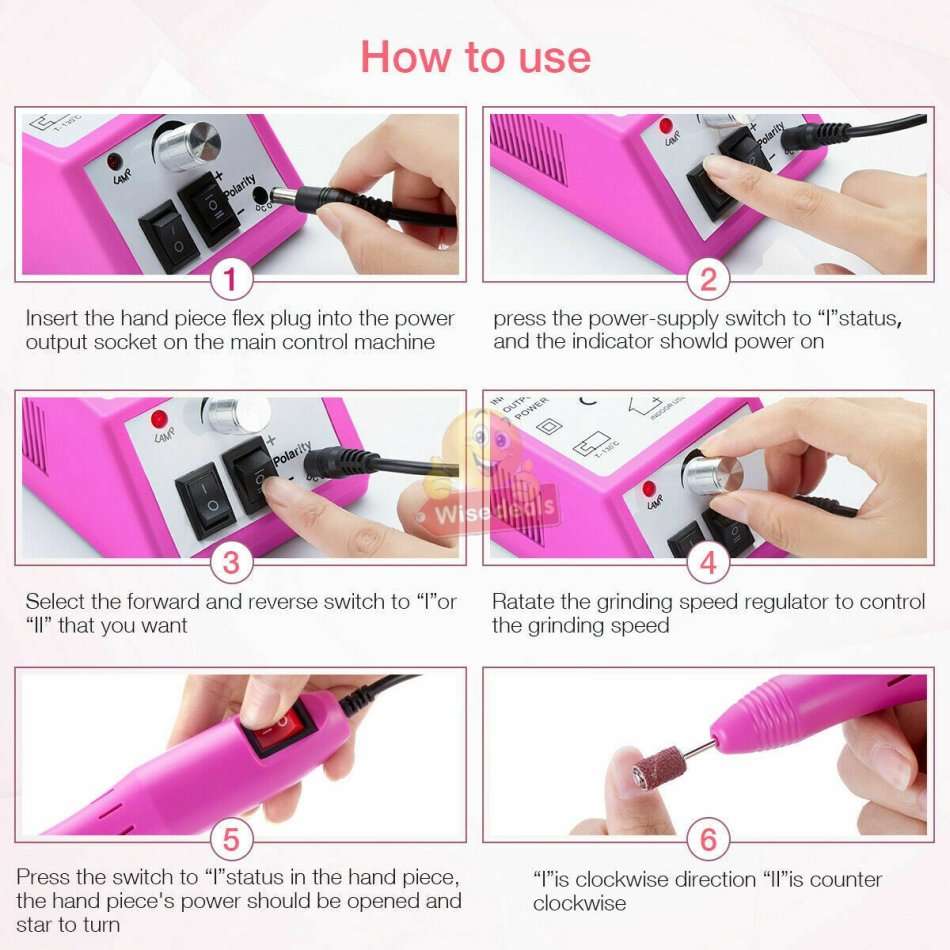 Electric Manicure and Pedicure Set with 6 heads, for Professional and Home use