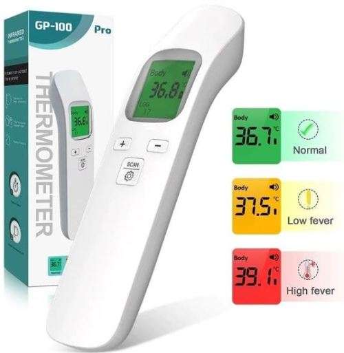Laser Contact Infrared Temperature Thermometer with LCD Screen, Back Light and Silent Mode