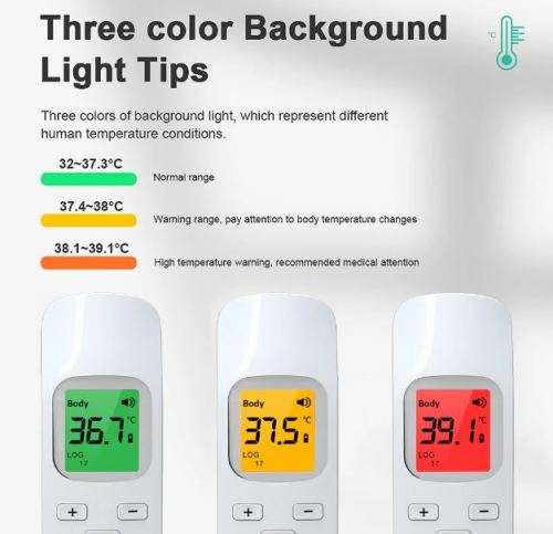 Laser Contact Infrared Temperature Thermometer with LCD Screen, Back Light and Silent Mode
