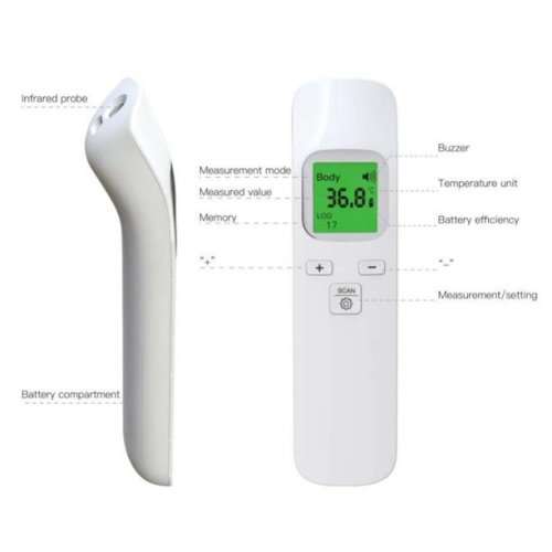 Laser Contact Infrared Temperature Thermometer with LCD Screen, Back Light and Silent Mode