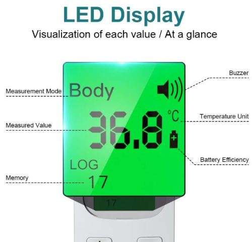 Laser Contact Infrared Temperature Thermometer with LCD Screen, Back Light and Silent Mode