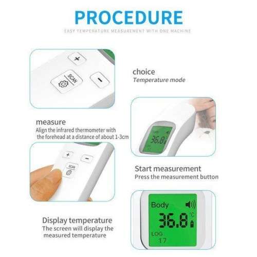 Laser Contact Infrared Temperature Thermometer with LCD Screen, Back Light and Silent Mode