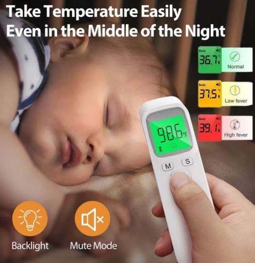 Laser Contact Infrared Temperature Thermometer with LCD Screen, Back Light and Silent Mode