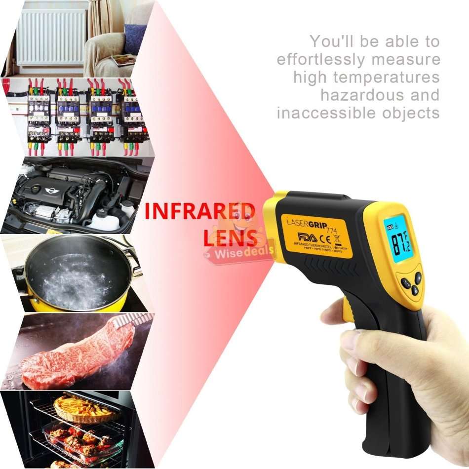 Digital Infrared Laser Thermometer, test heat on hot engine parts, bearings, brake pads etc.
