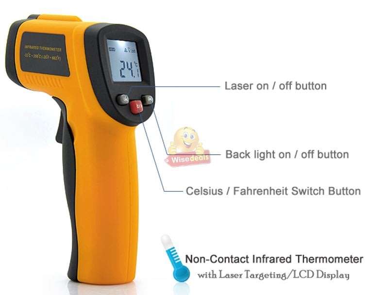 Digital Infrared Laser Thermometer, test heat on hot engine parts, bearings, brake pads etc.