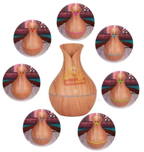 Wood Grain Aroma Humidifier with 7 LED Colour Lights, Relaxing, Refreshing, Restoring