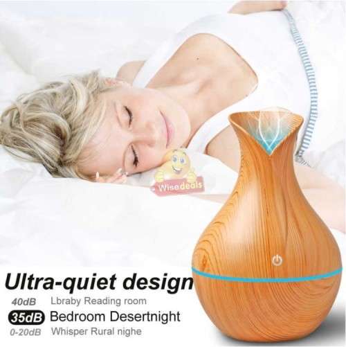 Wood Grain Aroma Humidifier with 7 LED Colour Lights, Relaxing, Refreshing, Restoring
