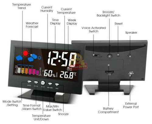 Digital LCD Clock with Voice Control and Backlight