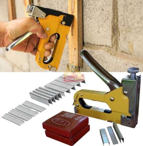 Heavy Duty Staple Gun with 2 boxes of 3 different types of staples