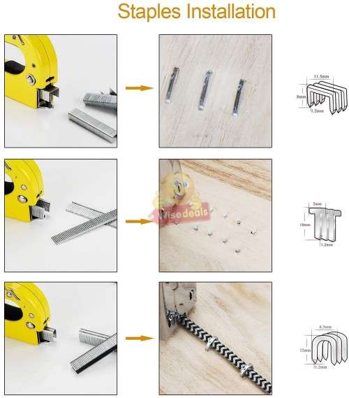 Heavy Duty Staple Gun with 2 boxes of 3 different types of staples