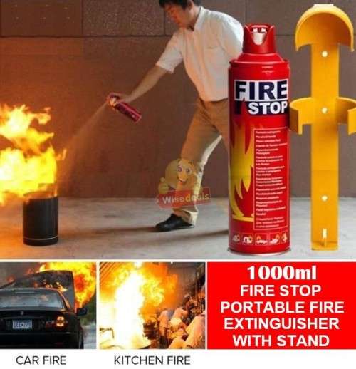 1000ML Mini Fire Extinguisher with Stand - Perfect for Car, House, Office etc.