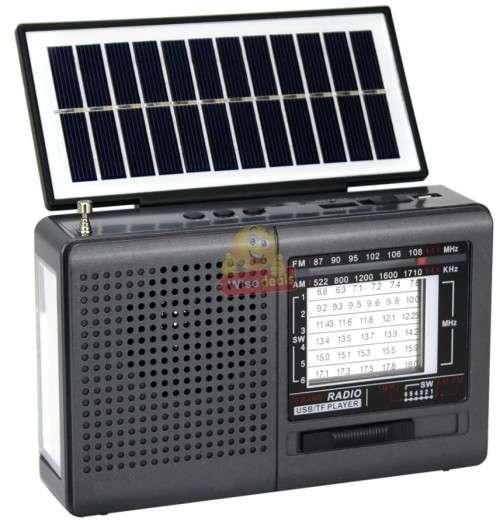 Rechargeable Bluetooth SOLAR AM-FM Radio with USB, SD, MP3 Player, High Quality Flashlight, 18650mAh