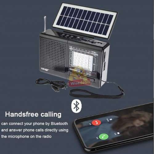 Rechargeable Bluetooth SOLAR AM-FM Radio with USB, SD, MP3 Player, High Quality Flashlight, 18650mAh