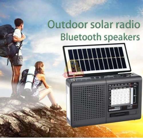 Rechargeable Bluetooth SOLAR AM-FM Radio with USB, SD, MP3 Player, High Quality Flashlight, 18650mAh