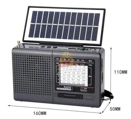 Rechargeable Bluetooth SOLAR AM-FM Radio with USB, SD, MP3 Player, High Quality Flashlight, 18650mAh