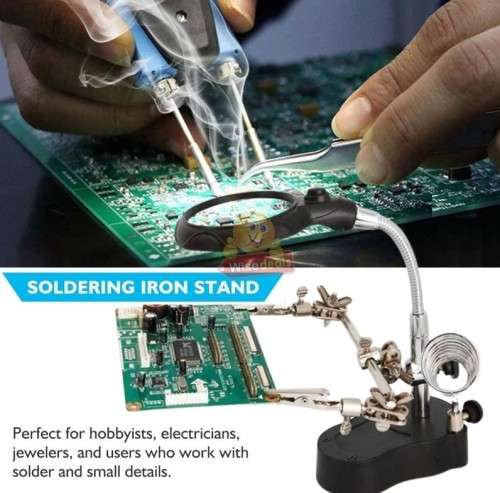 LED Light, Clip Type Magnifier Soldering Stand 3.5X 12X