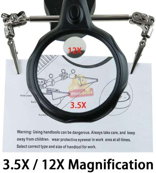 LED Light, Clip Type Magnifier Soldering Stand 3.5X 12X