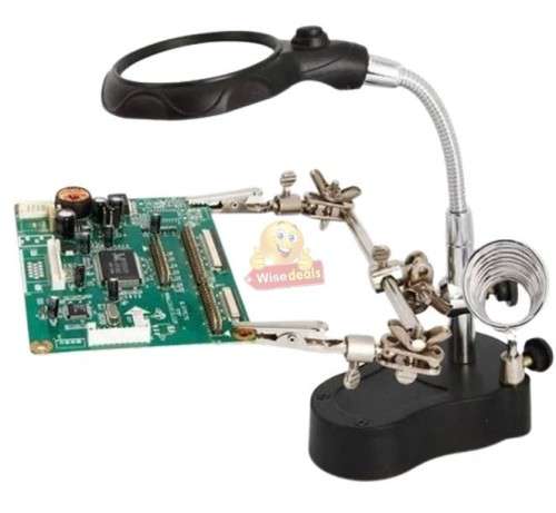 LED Light, Clip Type Magnifier Soldering Stand 3.5X 12X