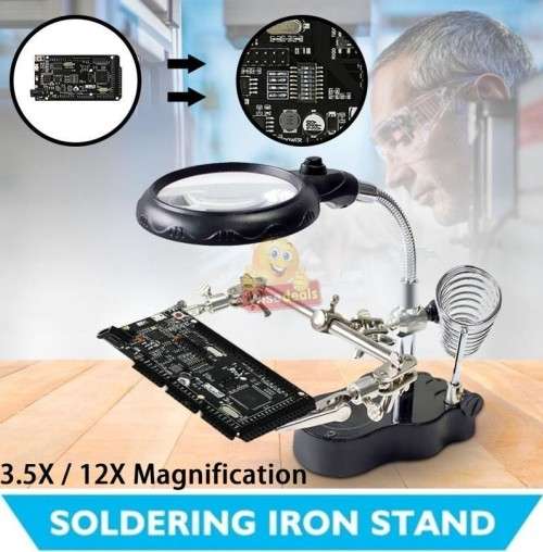 LED Light, Clip Type Magnifier Soldering Stand 3.5X 12X