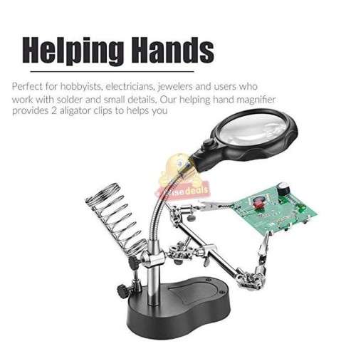 LED Light, Clip Type Magnifier Soldering Stand 3.5X 12X