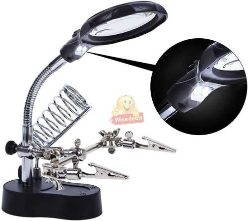 LED Light, Clip Type Magnifier Soldering Stand 3.5X 12X