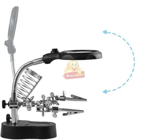 LED Light, Clip Type Magnifier Soldering Stand 3.5X 12X