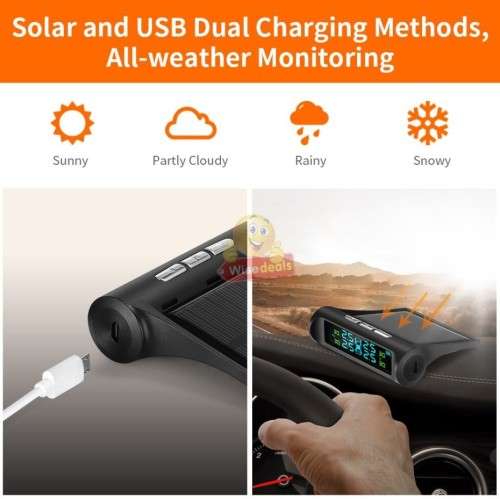 SOLAR and USB Charging Tyre Pressure Monitoring System