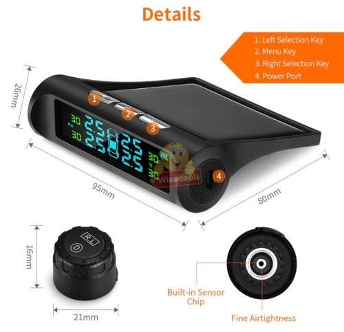 SOLAR and USB Charging Tyre Pressure Monitoring System