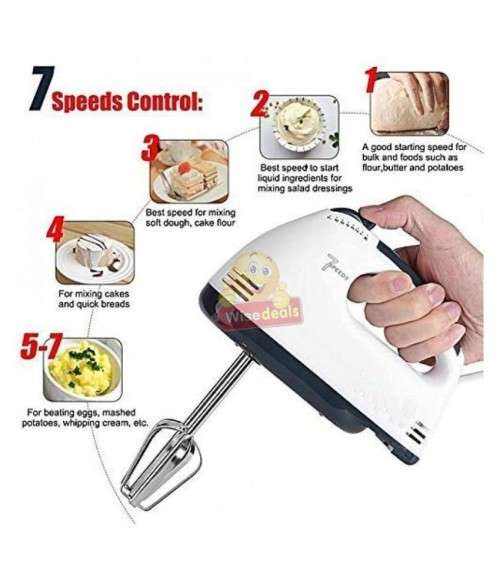 7 Speed Electric Handheld Mixer - Compact, Safe, Convenient, and Powerful