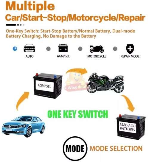 12V 6A Intelligent Pulse Repair Battery Charger