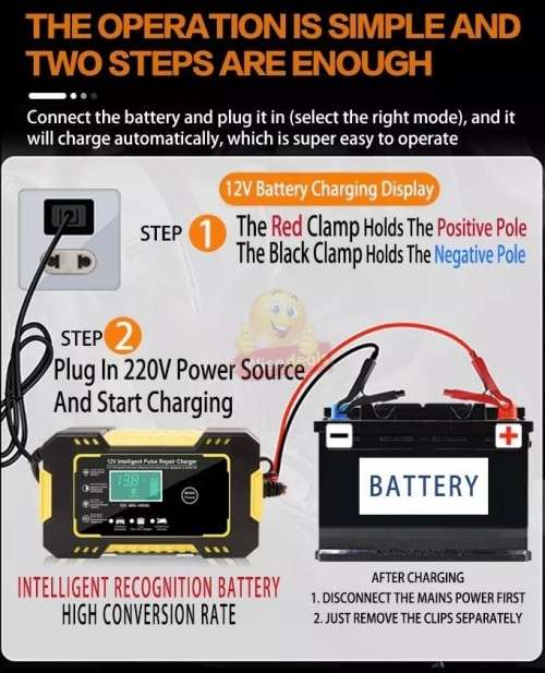 12V 6A Intelligent Pulse Repair Battery Charger