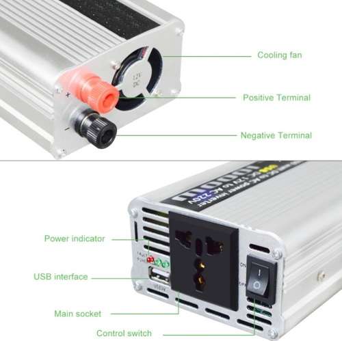 Solar Power Inverter - Convert 12V DC to 220V AC  2000W Surge Power and 1000W Constant Rated Power