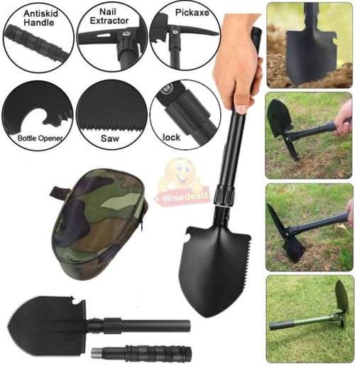 All in One Portable, Practical and Multi-functional Folding Shovel in a Convenient Carry Bag