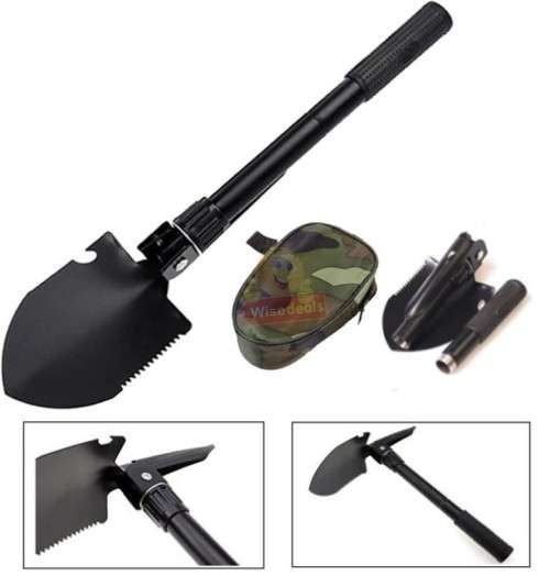All in One Portable, Practical and Multi-functional Folding Shovel in a Convenient Carry Bag