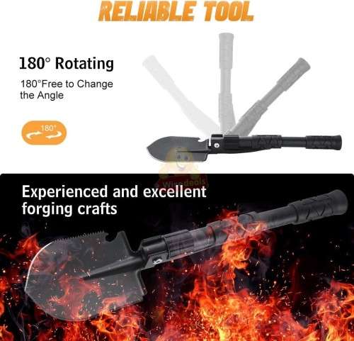 All in One Portable, Practical and Multi-functional Folding Shovel in a Convenient Carry Bag