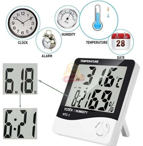 Digital Temperature and Humidity Meter Clock with Alarm