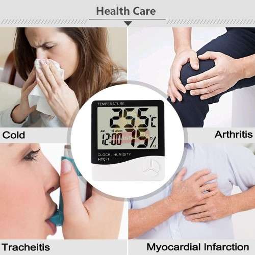 Digital Temperature and Humidity Meter Clock with Alarm