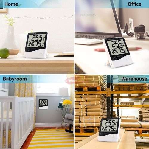 Digital Temperature and Humidity Meter Clock with Alarm