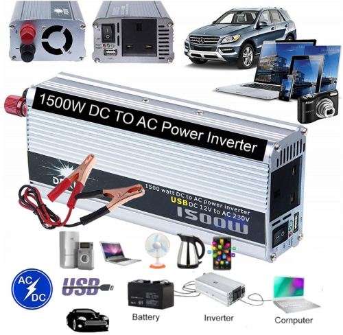 1500W Solar Power Inverter - Convert 12V DC to 220V AC -  1500W  Constant Power & 3000W Surge Power