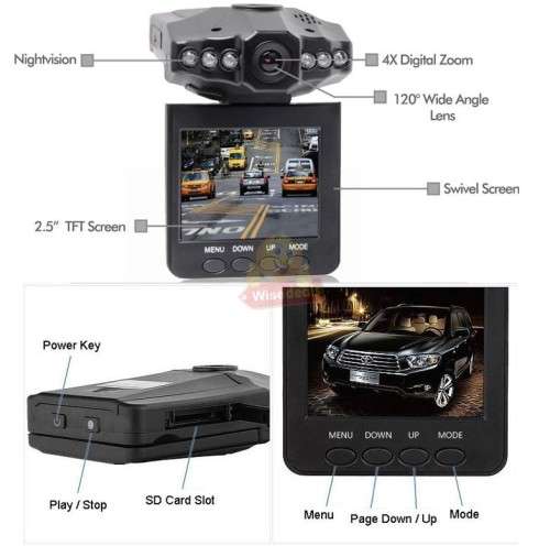 HD 1080P Car DVR Dash Camera and Video Recorder with Night Vision