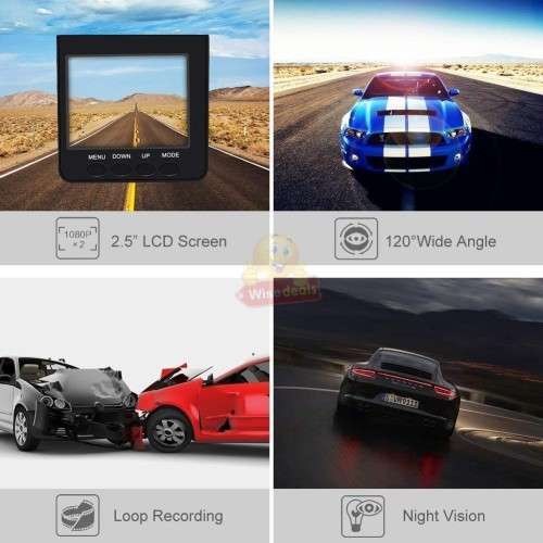 HD 1080P Car DVR Dash Camera and Video Recorder with Night Vision
