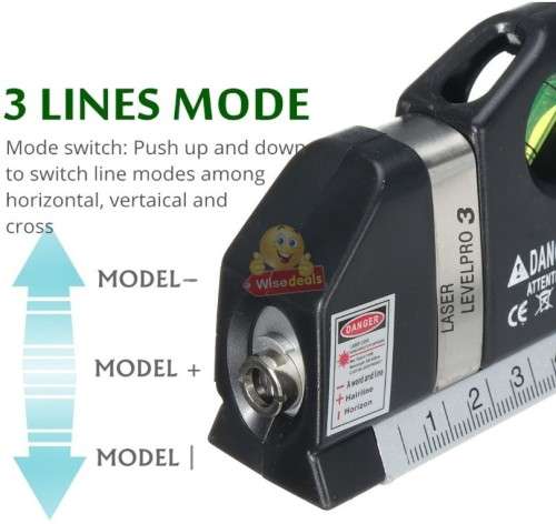 Laser Level Pro 3 Multi-Purpose Measuring Tool With 2.5m Tape