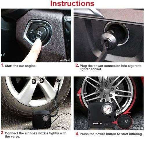 12V DC 300PSI Electric Air Compressor with Pressure Gauge